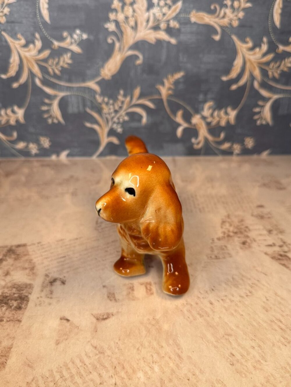 Vintage Porcelain Spaniel Figurine Orange & White Dog Statue - Picture 2 of 6